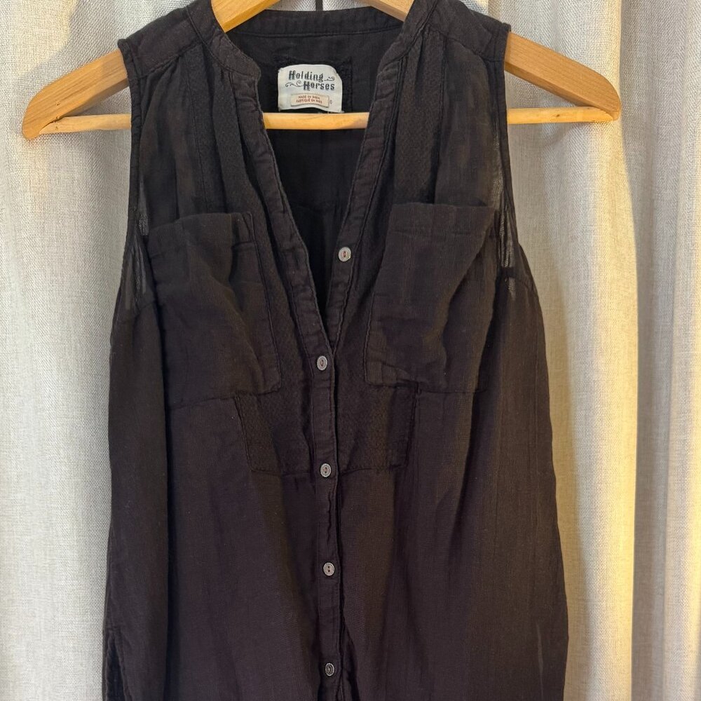 Anthropologie Holding Horses Long black tank top - XS